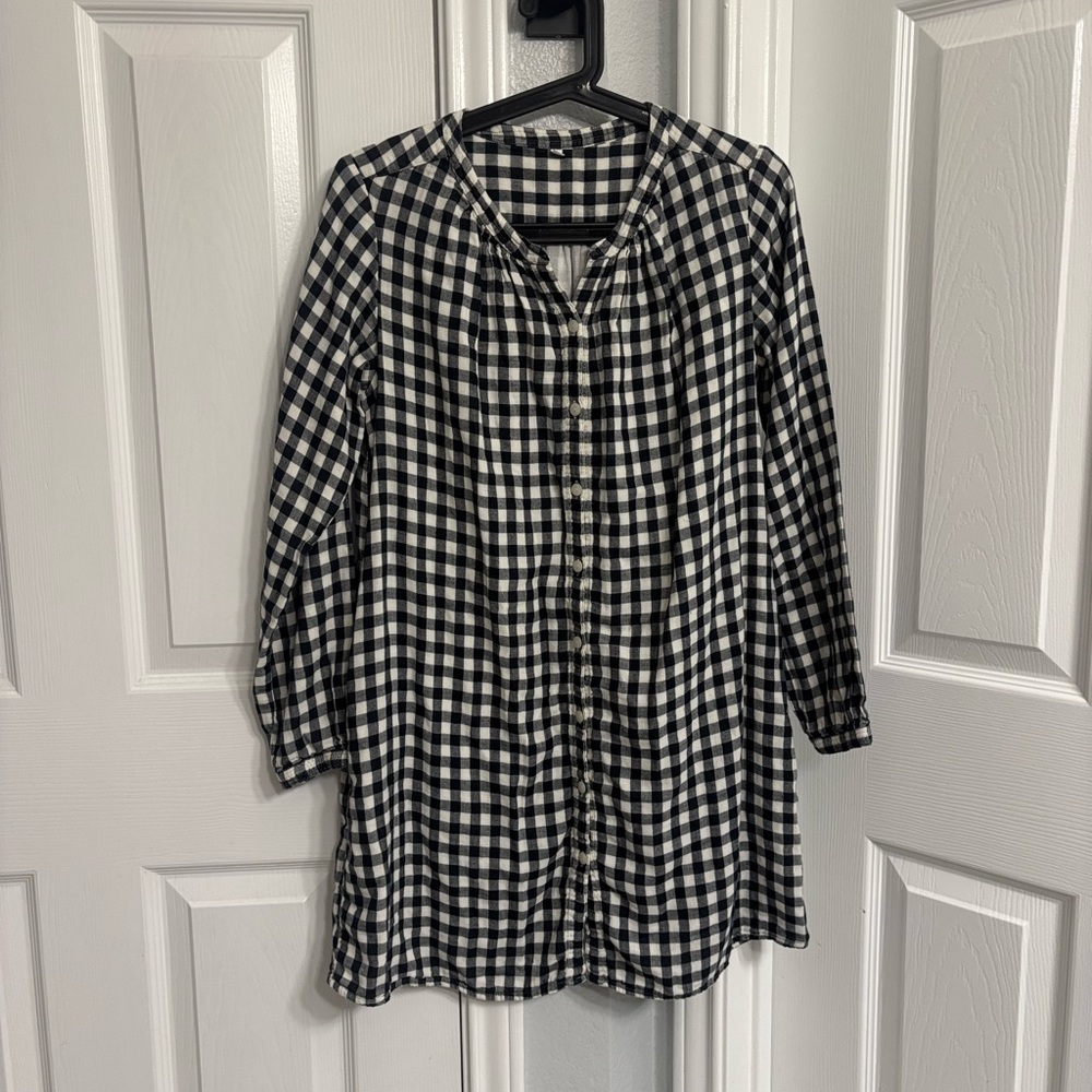 Muji black white checkered tunic / dress